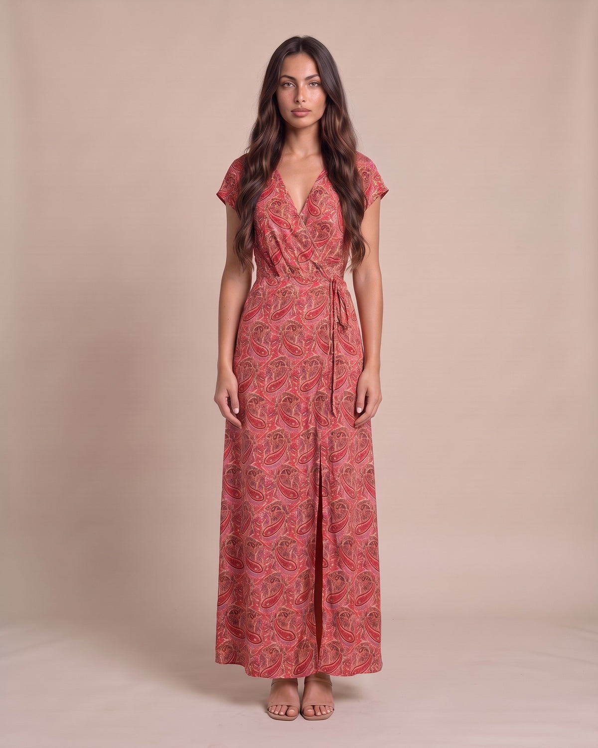 Women's Printed Maxi Dress in Red