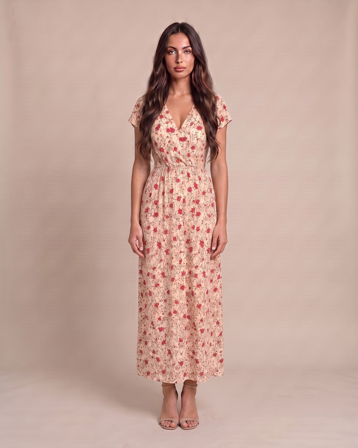 Women's Printed Maxi Dress in Pink