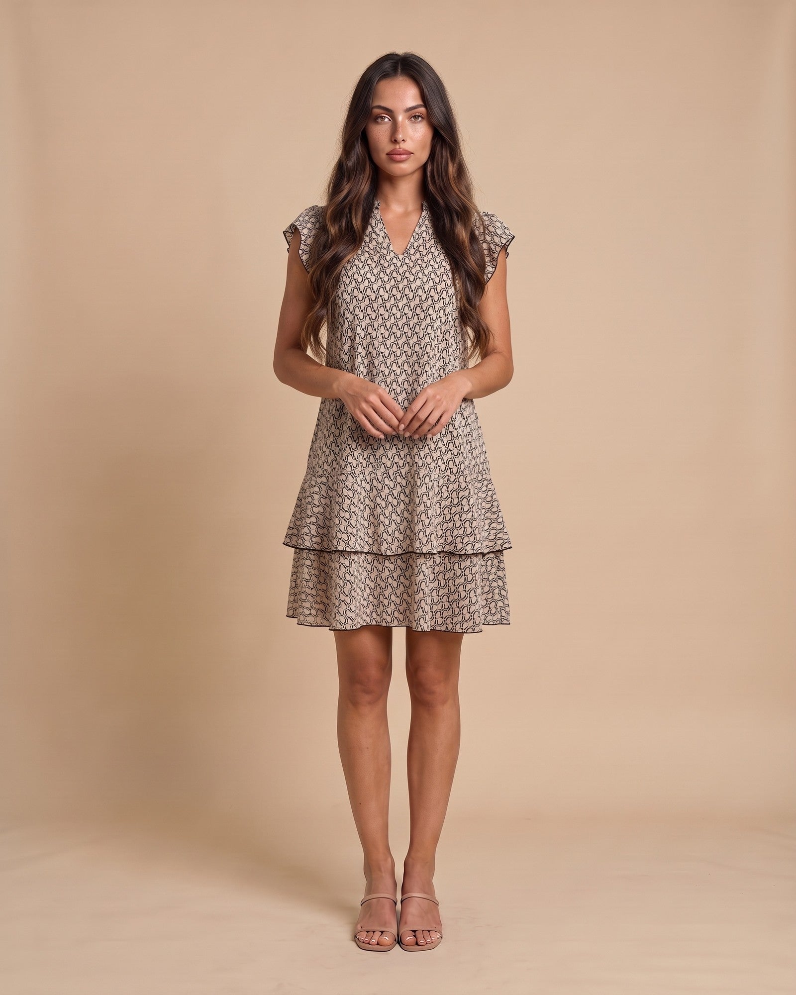 Women's Fitted Midi Dress in Khaki