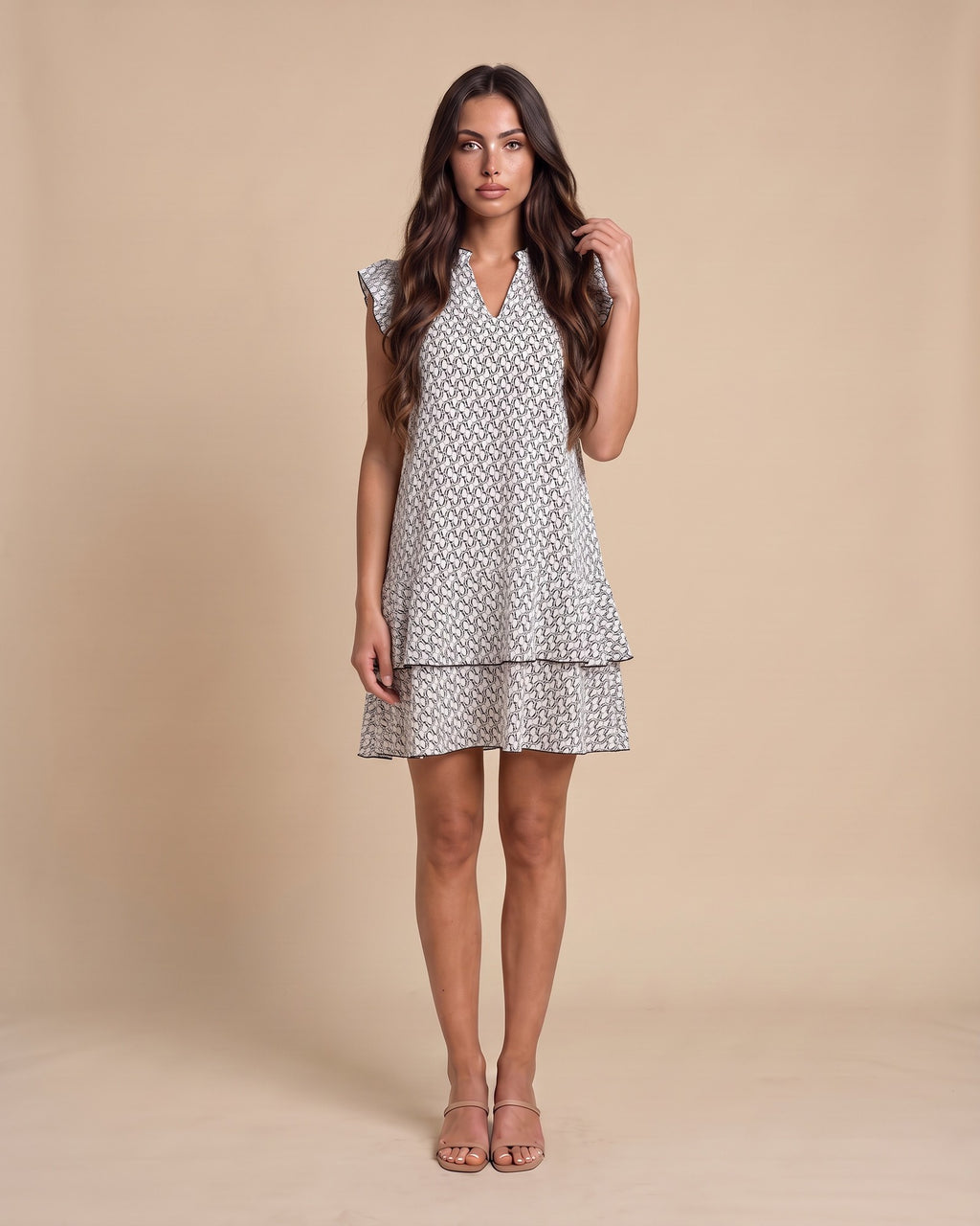 Women's Fitted Midi Dress in White - View 2