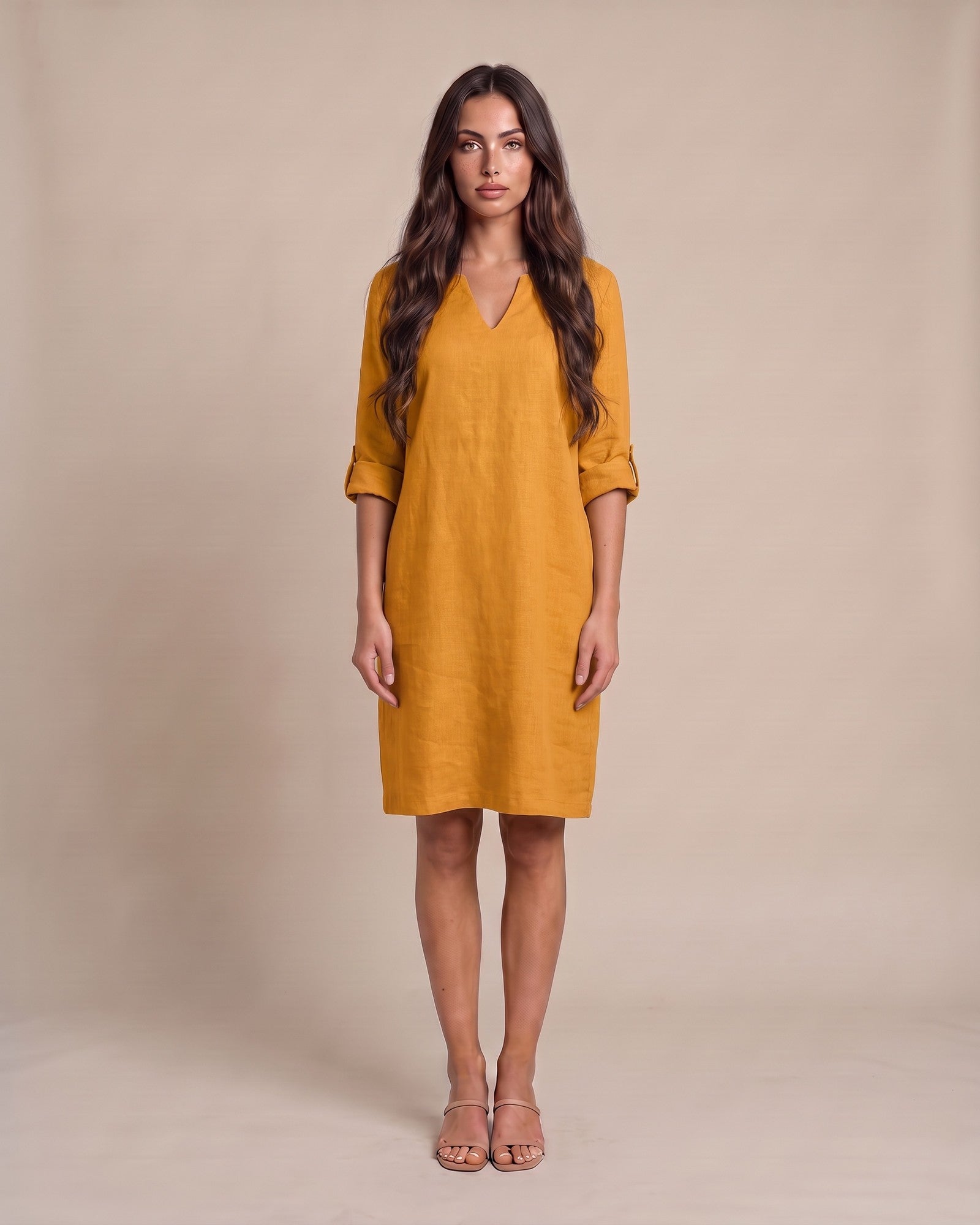 Women's Cotton Summer Midi Dress in Orange