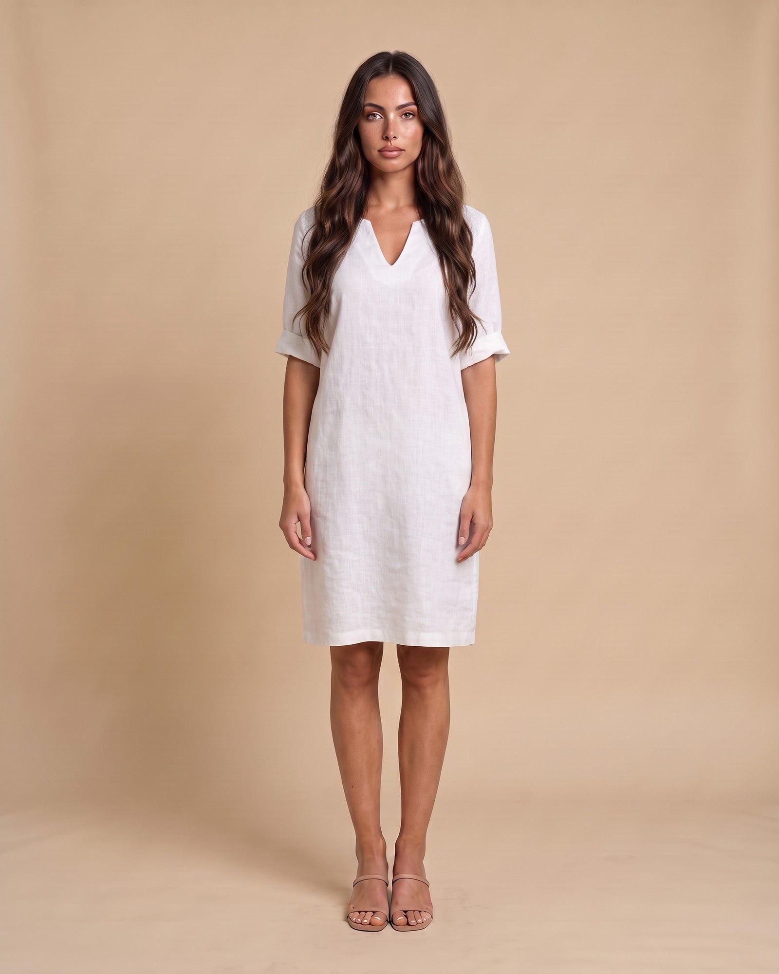 Women's Cotton Summer Midi Dress in White