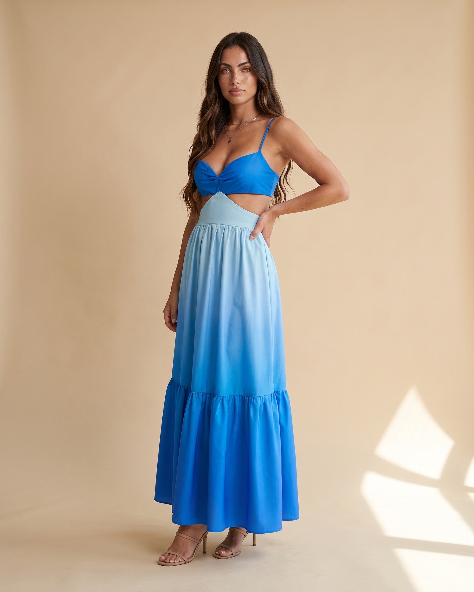 Women's Blue Ombre Maxi Dress in Blue - View 2