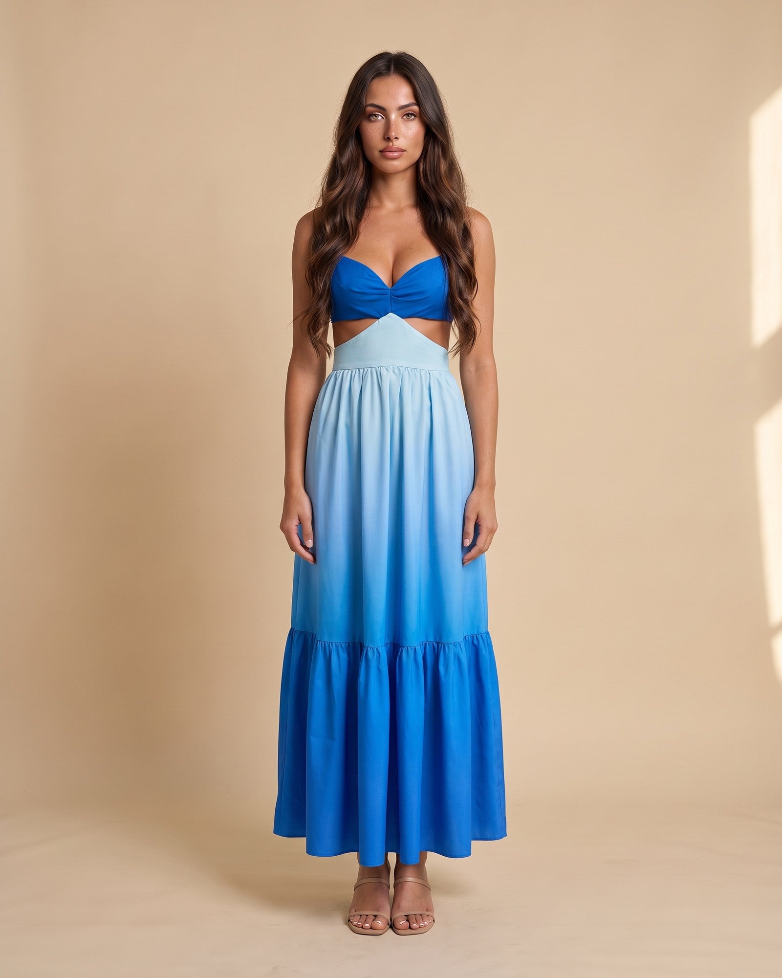 Women's Blue Ombre Maxi Dress in Blue
