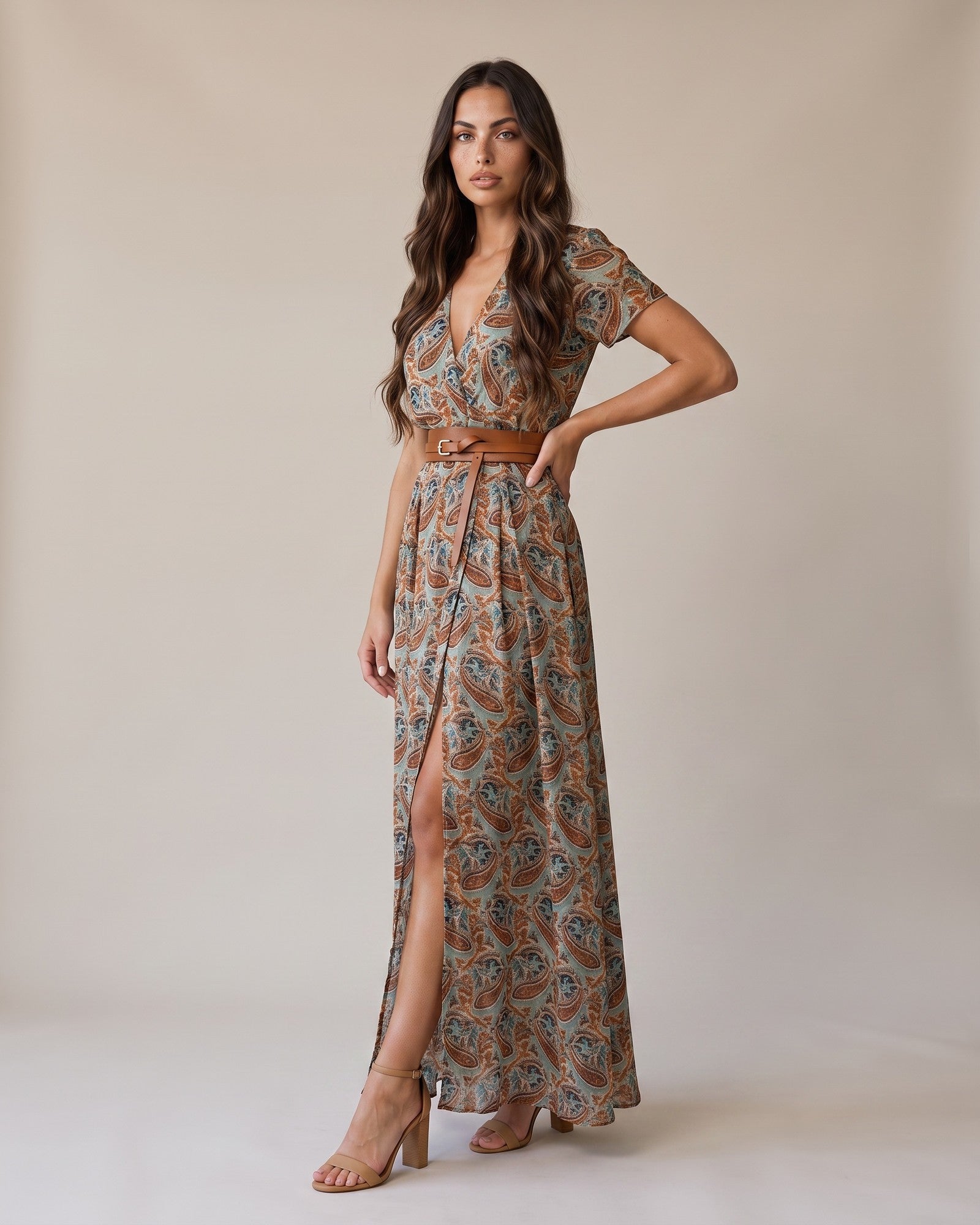 Women's Cotton Maxi Dress in Brown - View 2
