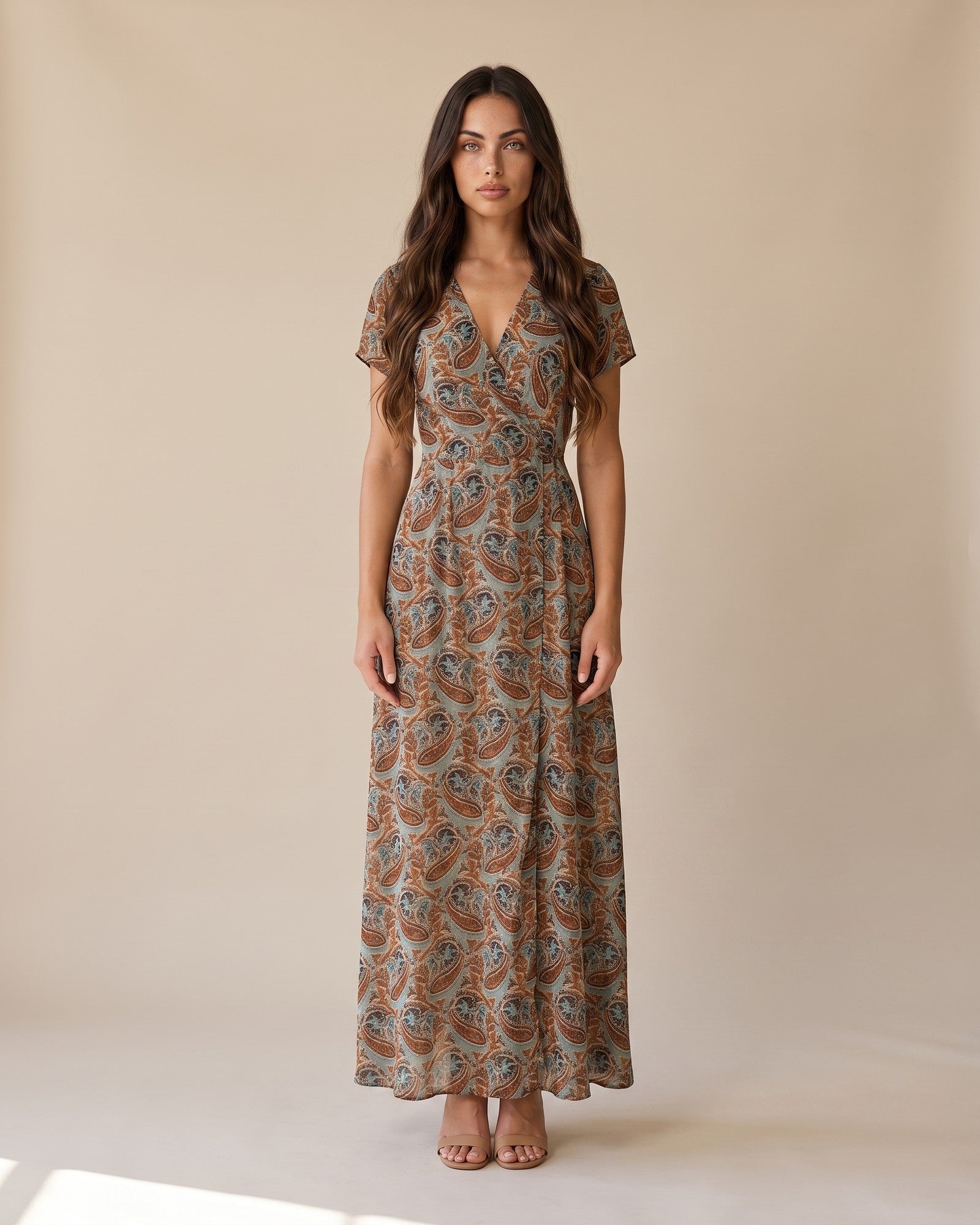 Women's Cotton Maxi Dress in Brown