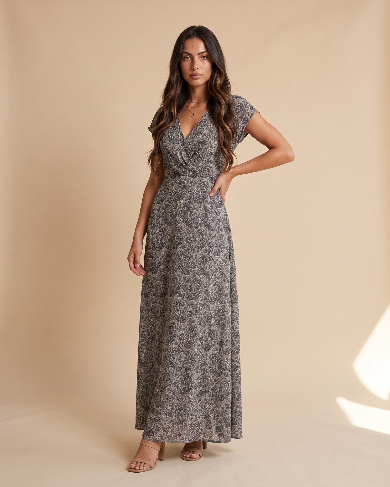 Women's Cotton Maxi Dress in Grey - View 2