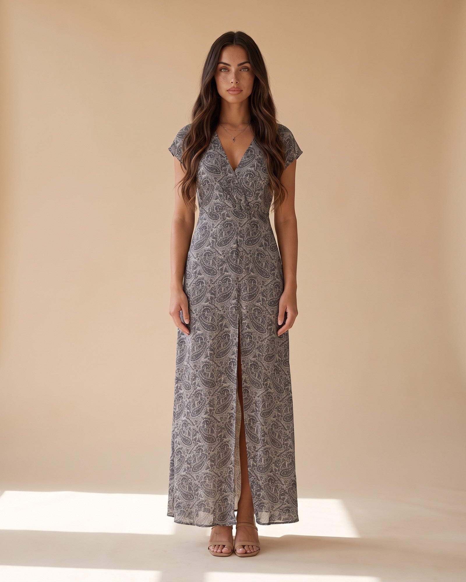 Women's Cotton Maxi Dress in Grey