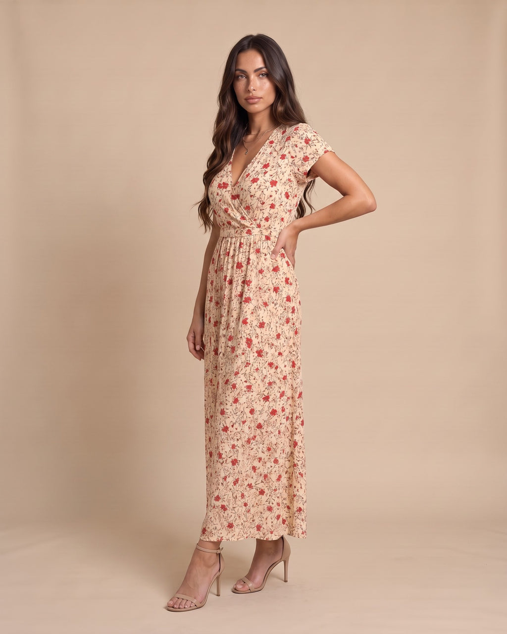 Women's Cotton Maxi Dress in Pink - View 2