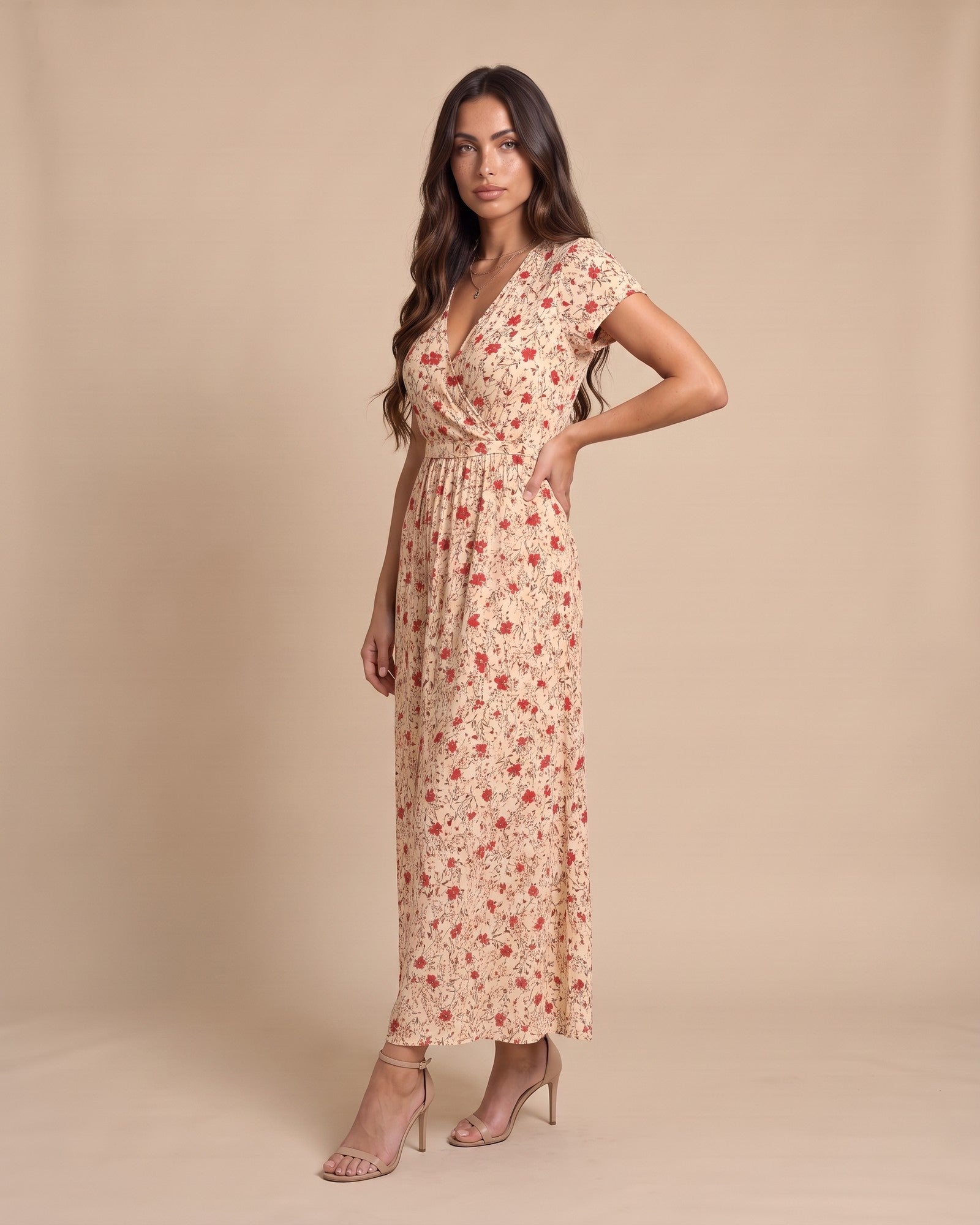 Women's Cotton Maxi Dress in Pink - View 2