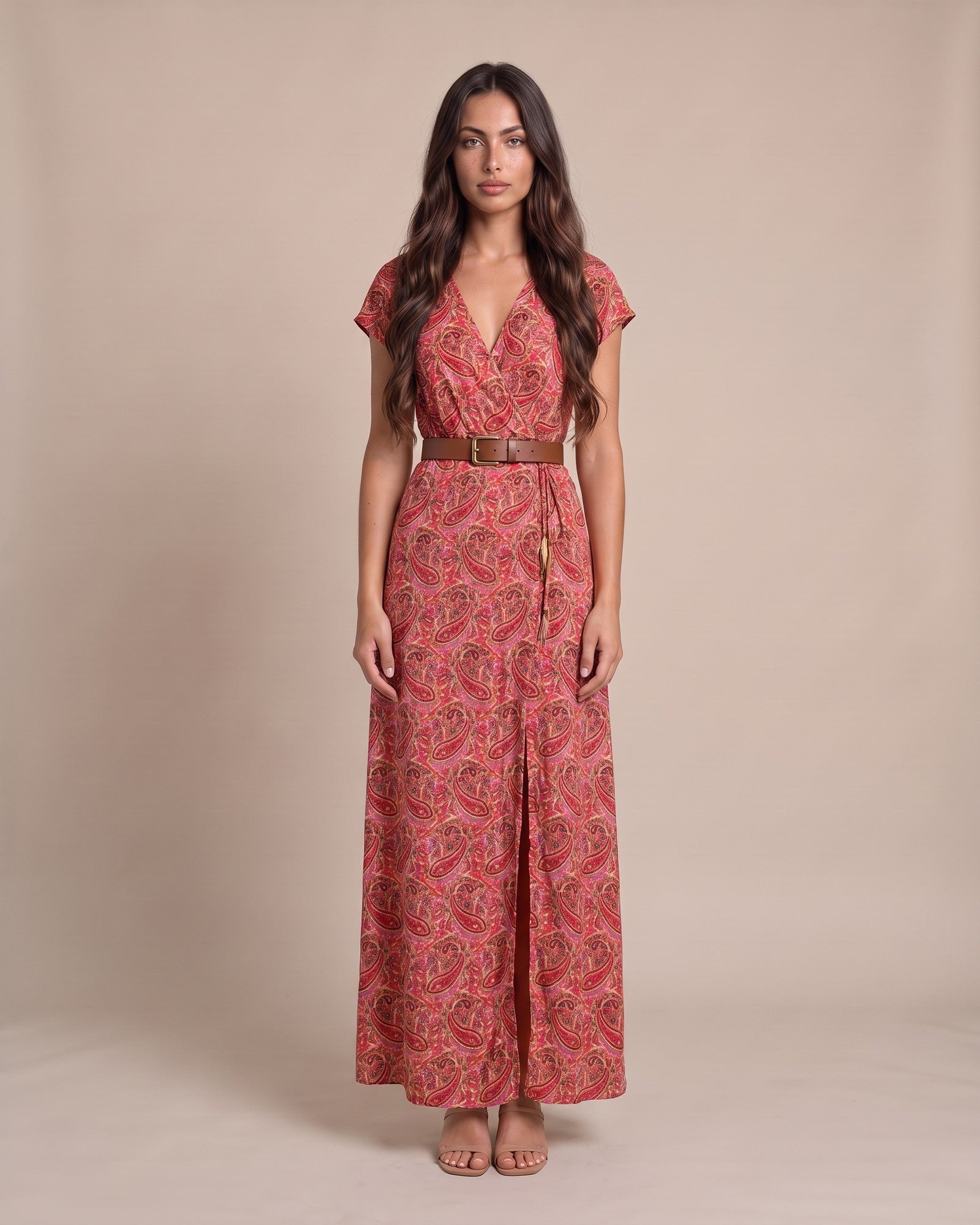 Women's Cotton Maxi Dress in Red