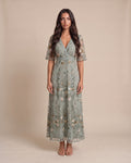 Women's Floral Cotton Maxi Dress in Blue