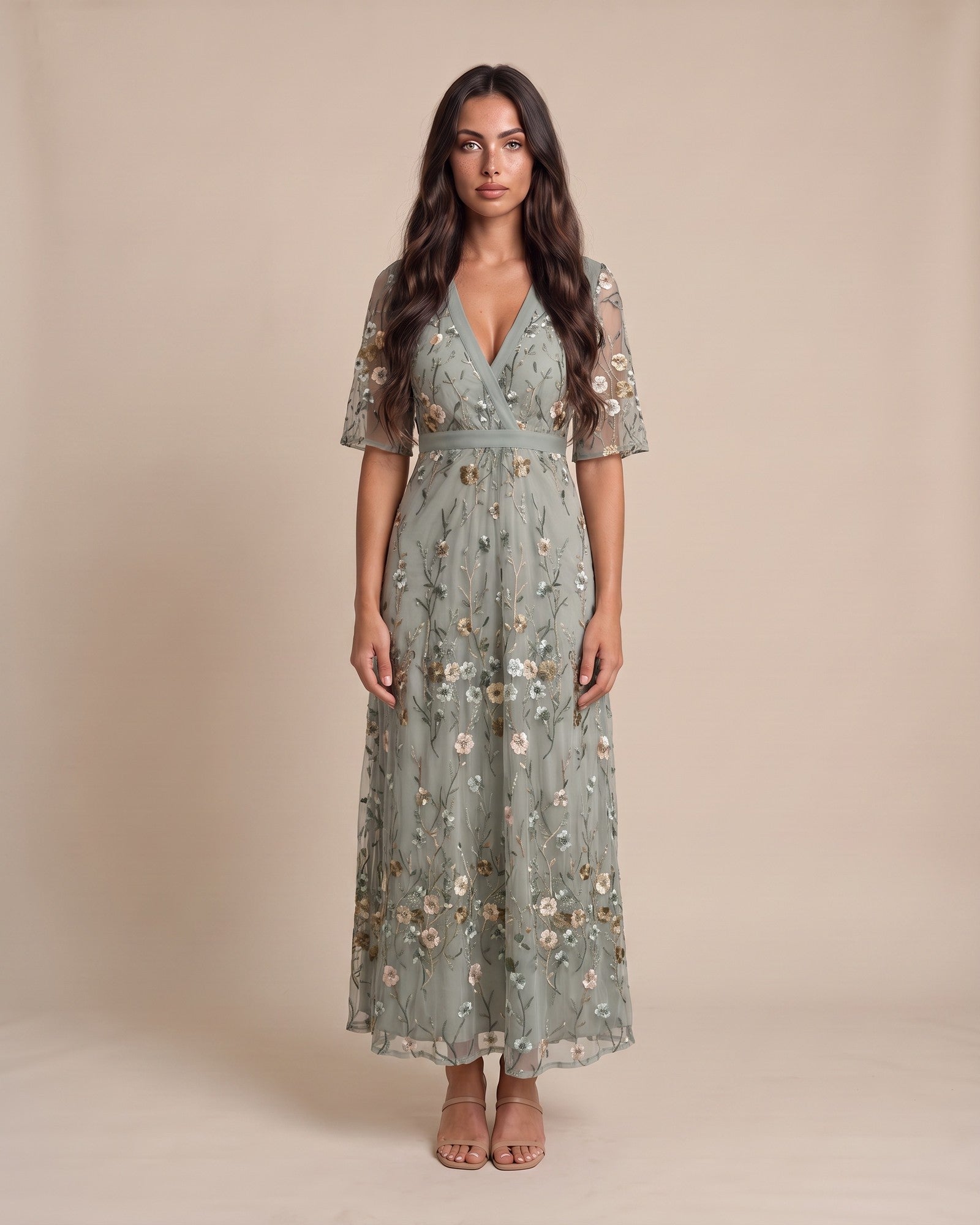 Women's Floral Cotton Maxi Dress in Blue