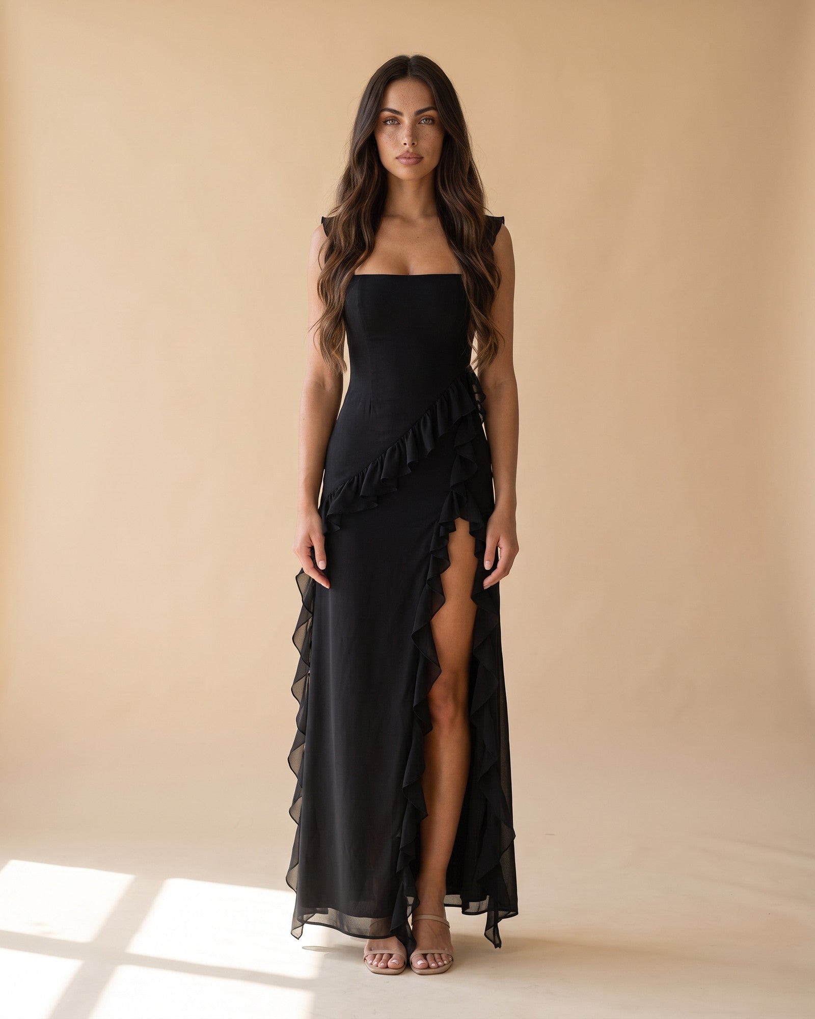 Women's High Slit Maxi Dress in Black